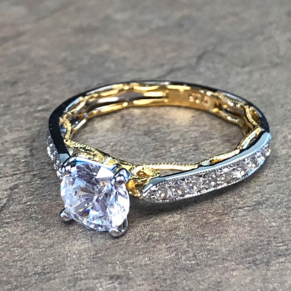 14K Two Tone Vintage Engagement Ring